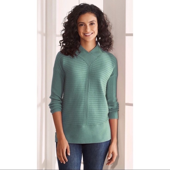 Soft Surroundings Bohème Sweater in Dusty Teal - Picture 1 of 6